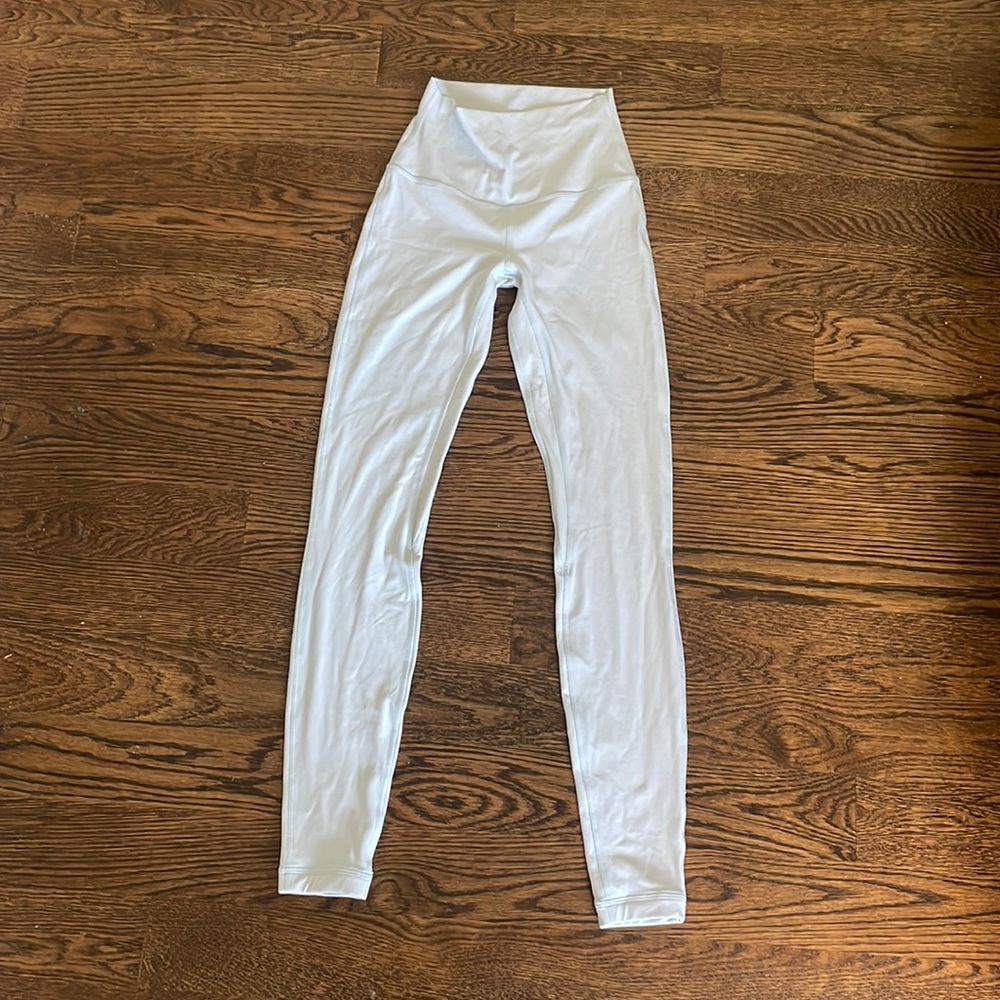 Lululemon size 2 double lined align leggings in a light blue color 28 inch